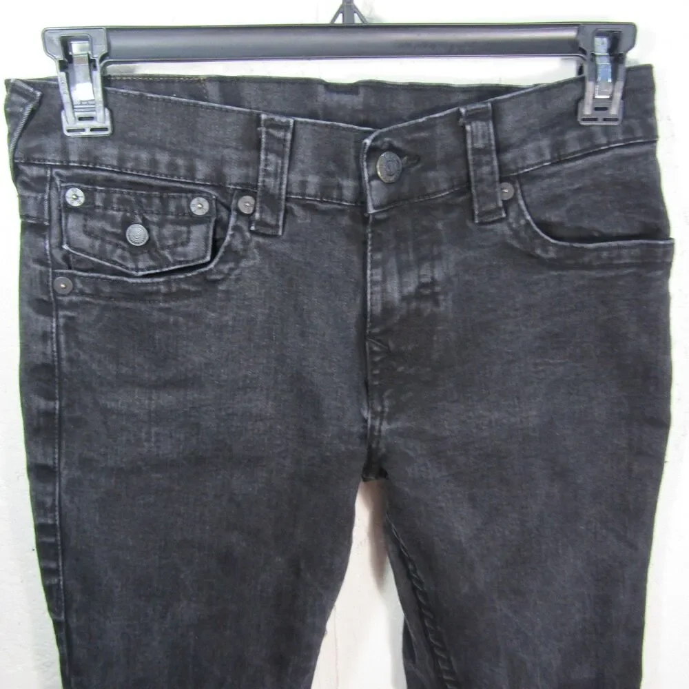 True Religion Ricky Relaxed Straight Jeans Men's Size 30 Black Washed Denim